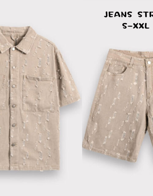 Coordinato in jeans beige